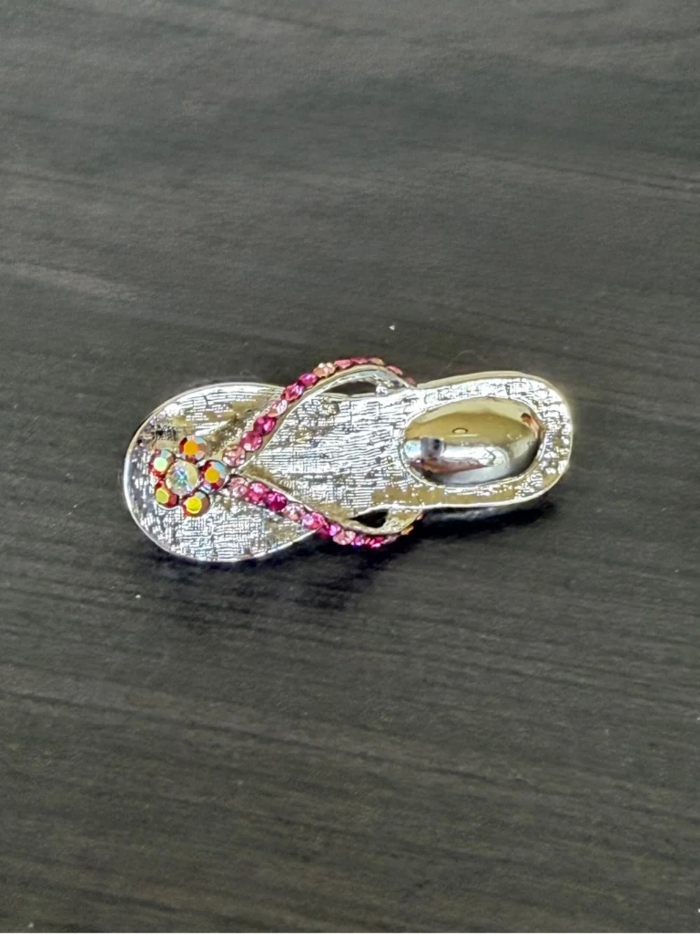 Beach Vibes Silver Sandal With AB Stone Pin/Brooch